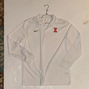 Nike White Illinois Long Sleeve Shirt with Red Logo